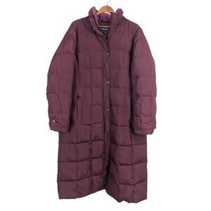 Lands End Goose Down Puffer Coat Long Purple Adjustable Winter Womens Large